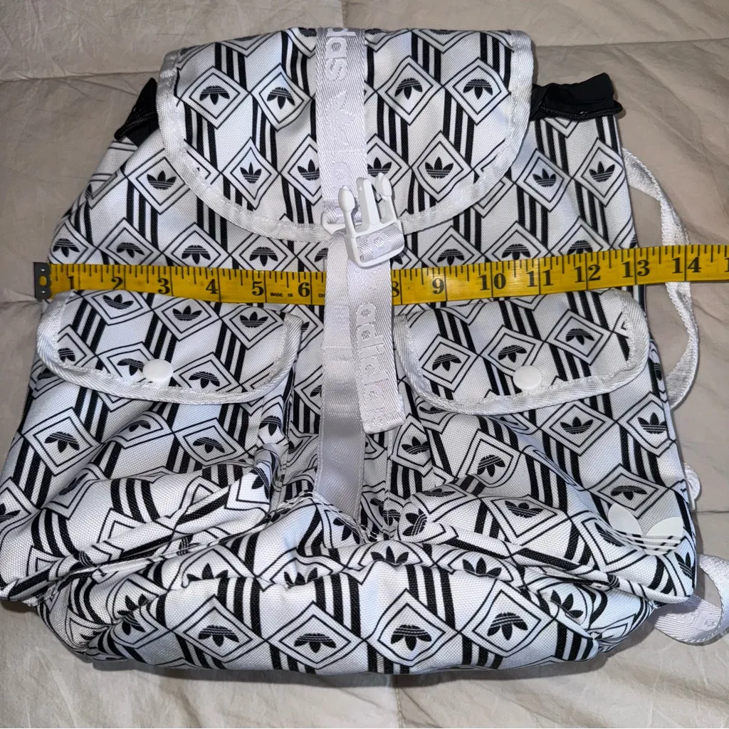 Adidas Black and White Geometric mini Backpack - Image 12