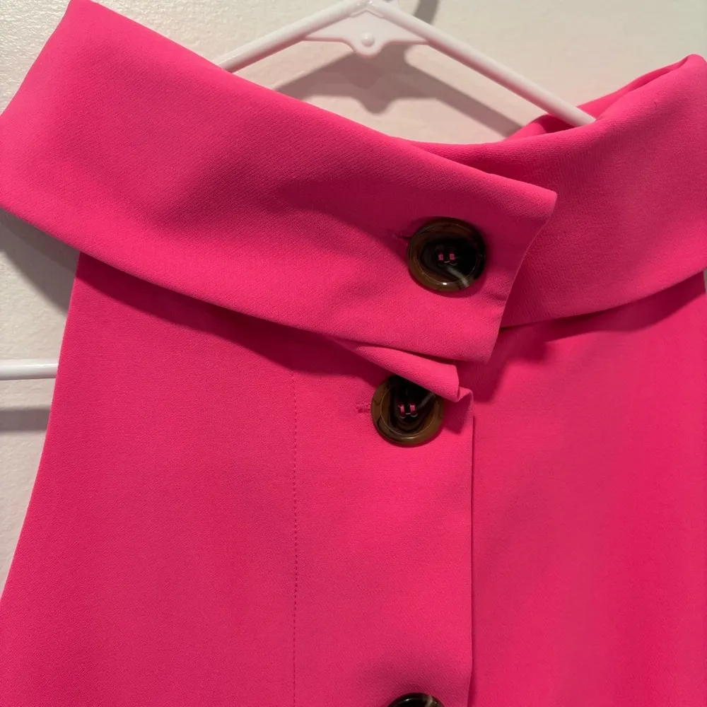 Sail to Sable Hot Pink Mini Cocktail Shift Dress Cowl Neck Preppy Feminine Neon - Image 6