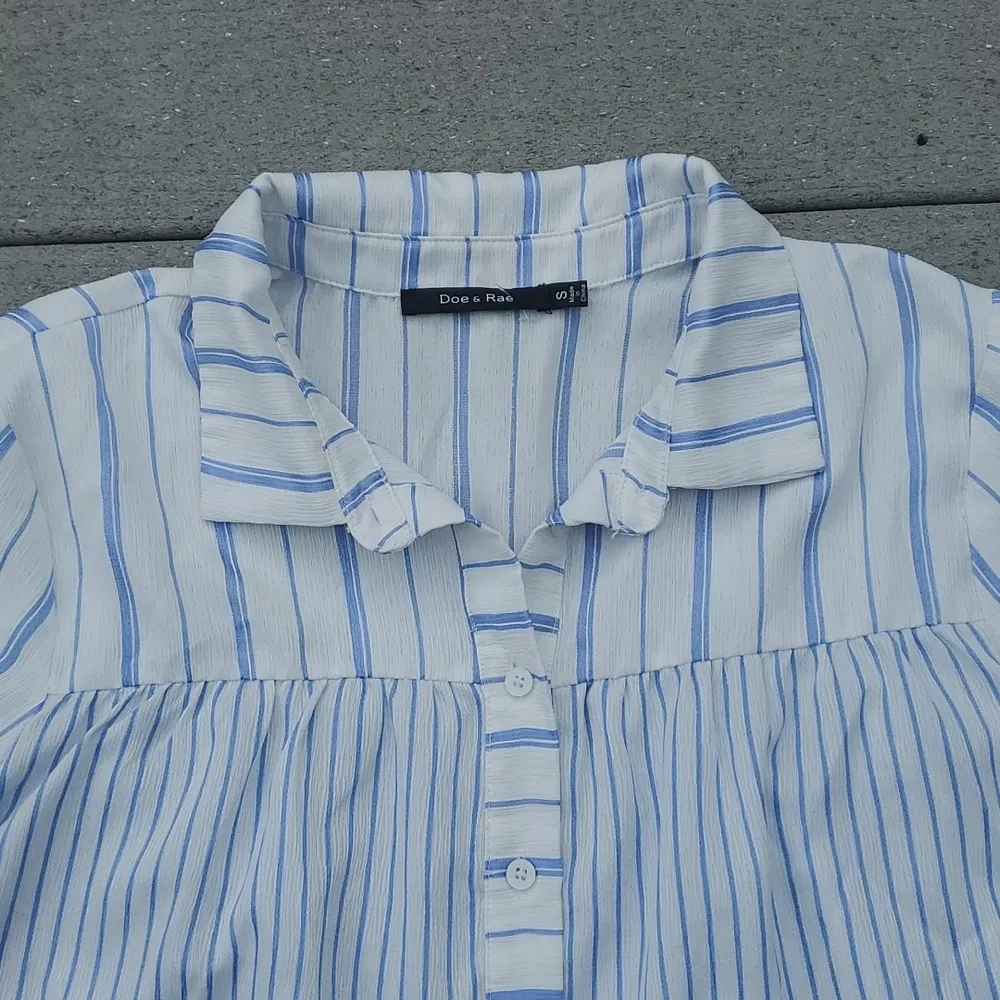 Doe + Rae Tiered Stripe Short Sleeve Button Down Top - Image 6