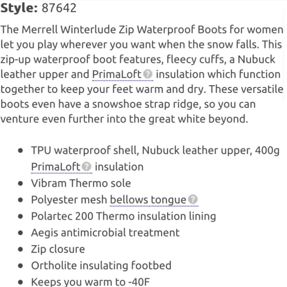 Merrell Black Winterlude Polartec Fleece Lined Zip Up Waterproof Ankle Boot 7 - Image 9