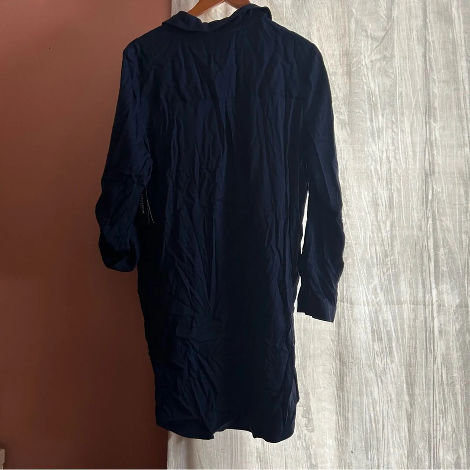 Liverpool Popover Shirtdress Collar Long Sleeve‎ Button Front Cosmic Navy NWT L - Image 7