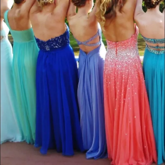 La Femme Periwinkle Strapless Prom Dress - Image 7