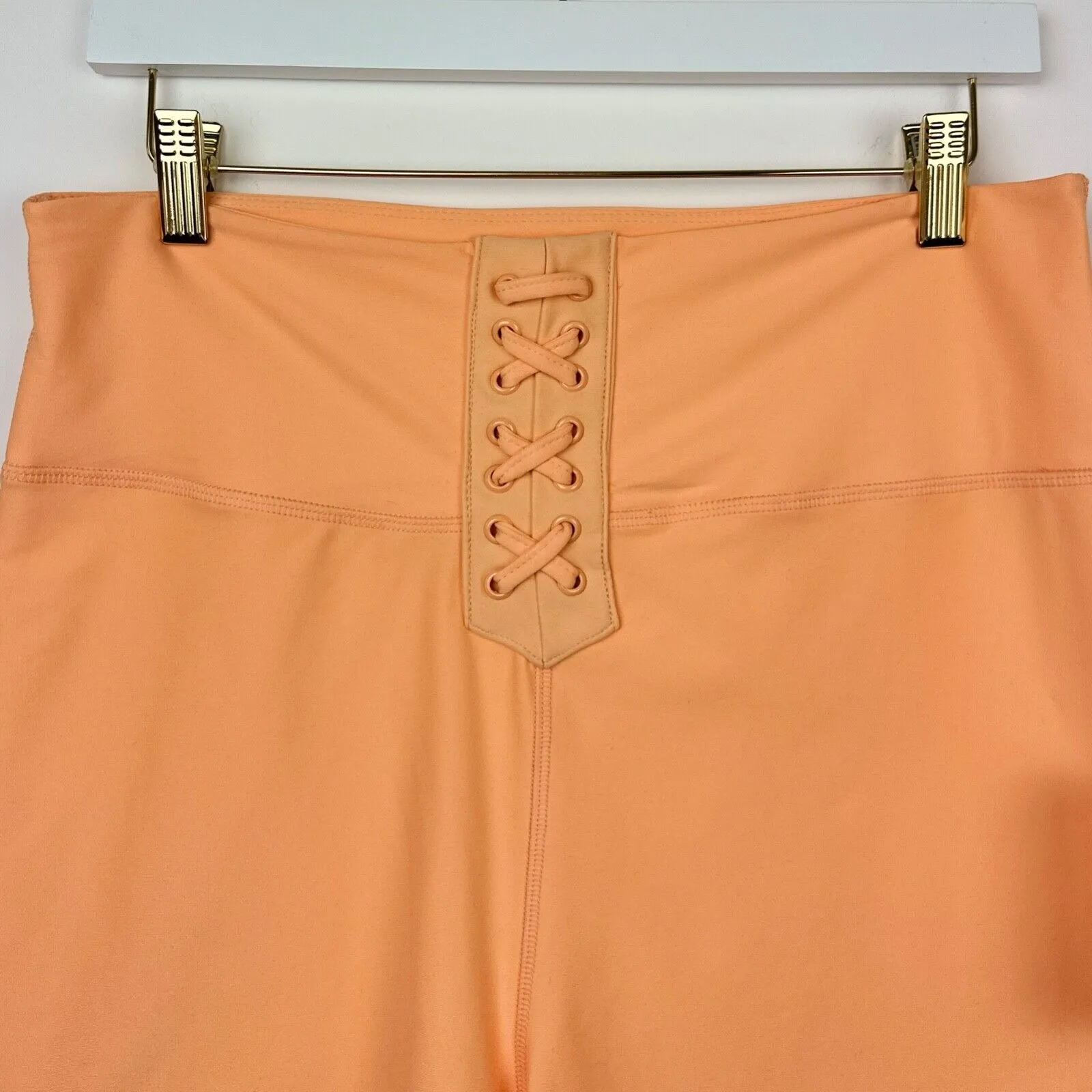 WeWoreWhat Lace Up Biker Shorts Revolve Athleisure High Waist Orange XL NWT - Image 5