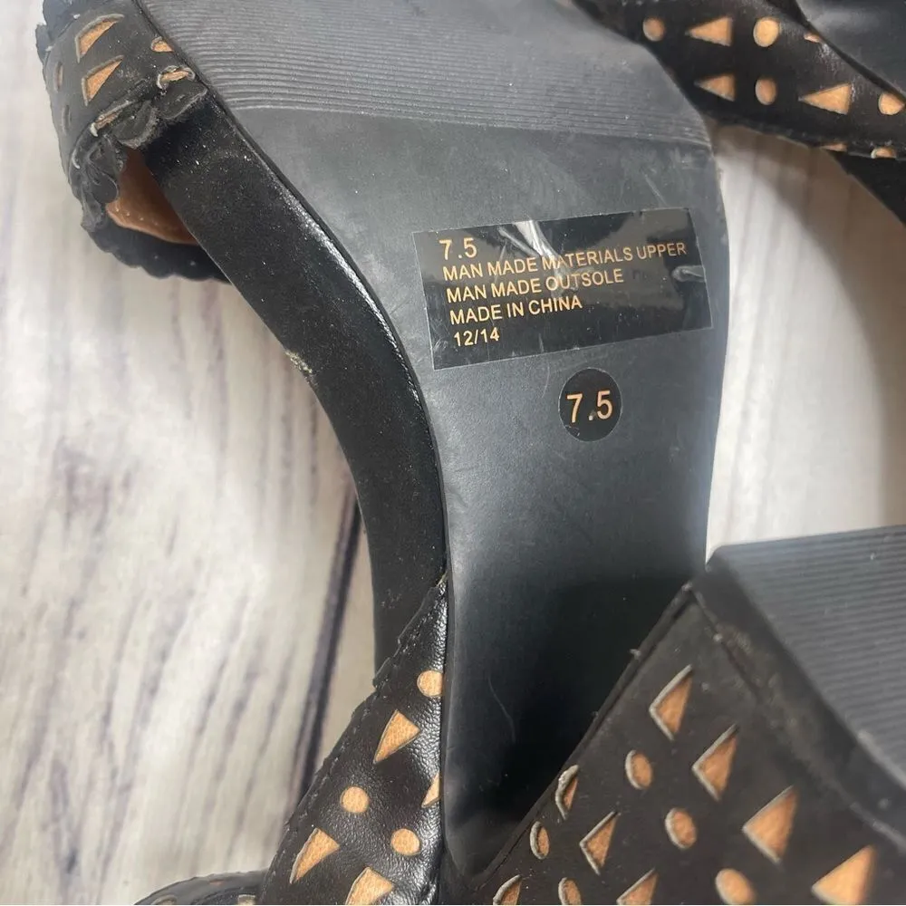 Plume by Farylrobin Black Slingback Chunky 4'' Pumps Block Heels Womens Size 7.5 - Image 3