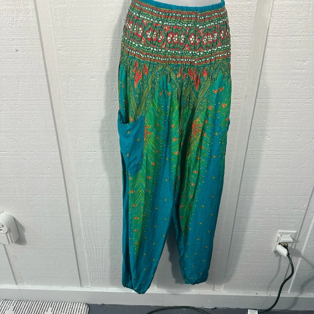 Boho Harem Trousers for Women Elastic Waist Printed Hippie Pants Size XS EUC - Image 3