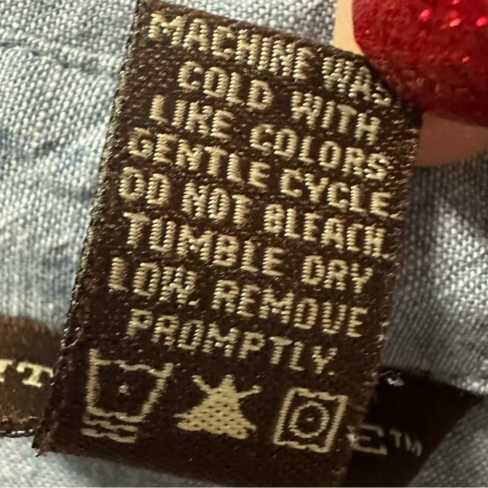 Bit & Bridle Cotton Denim Button Down Long Sleeve Belt Loop Shirt Dress Womens L Blue Size L - Image 13