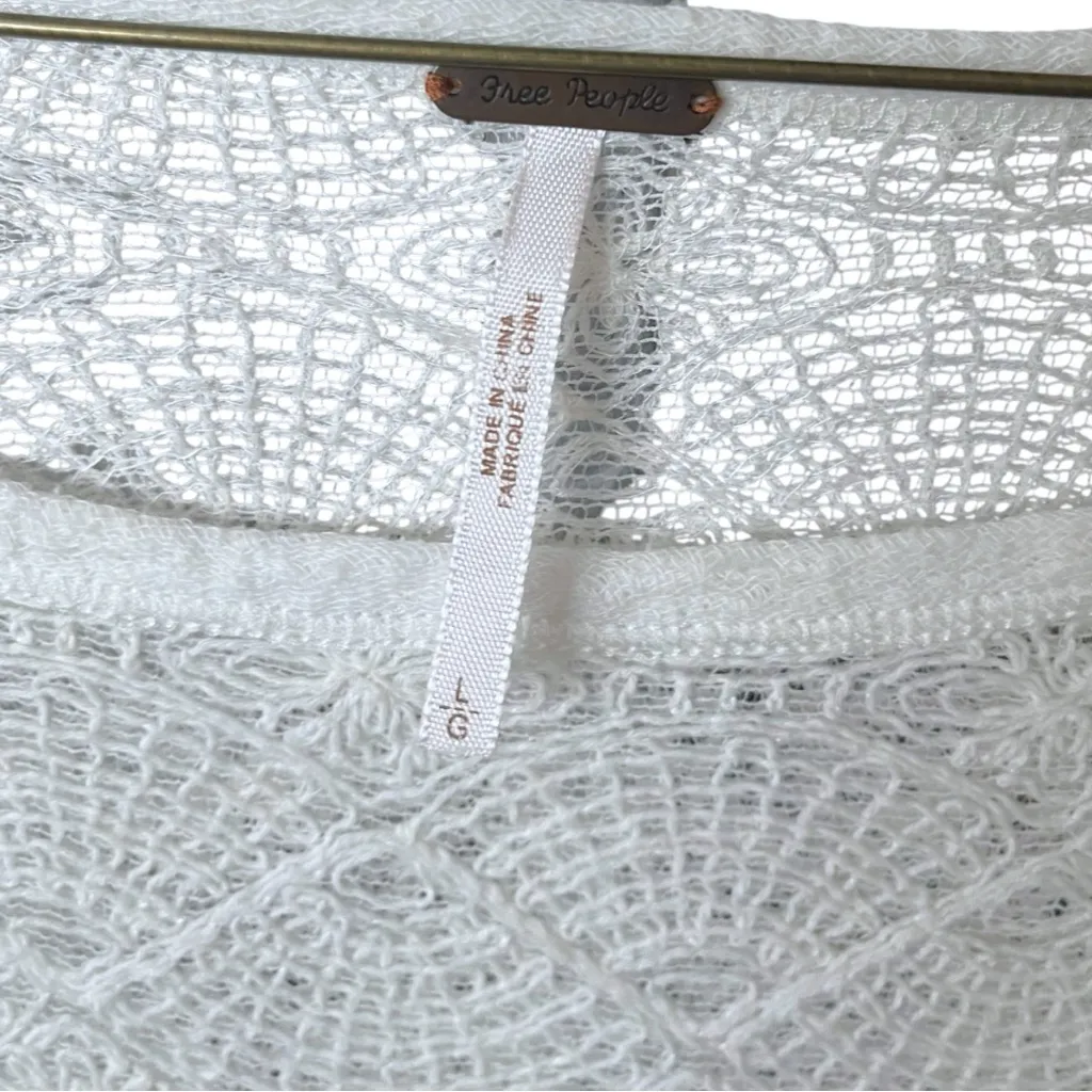 Free People Kristobel Peplum Textured Knit Woven Long Sleeve Flowy Top Large - Image 5