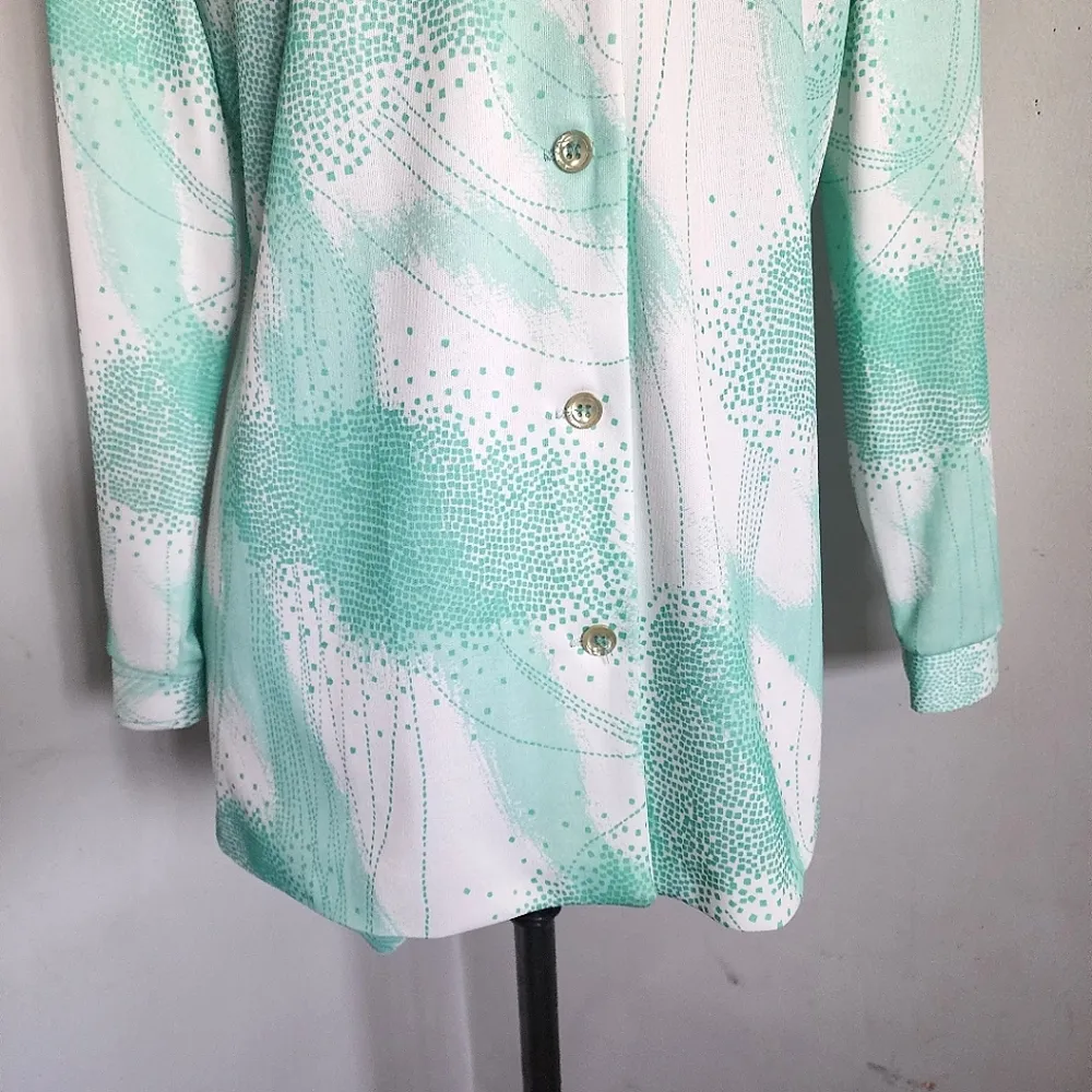 Vintage Holly Hills Green White Button Down Shirt Size 18 - Image 3