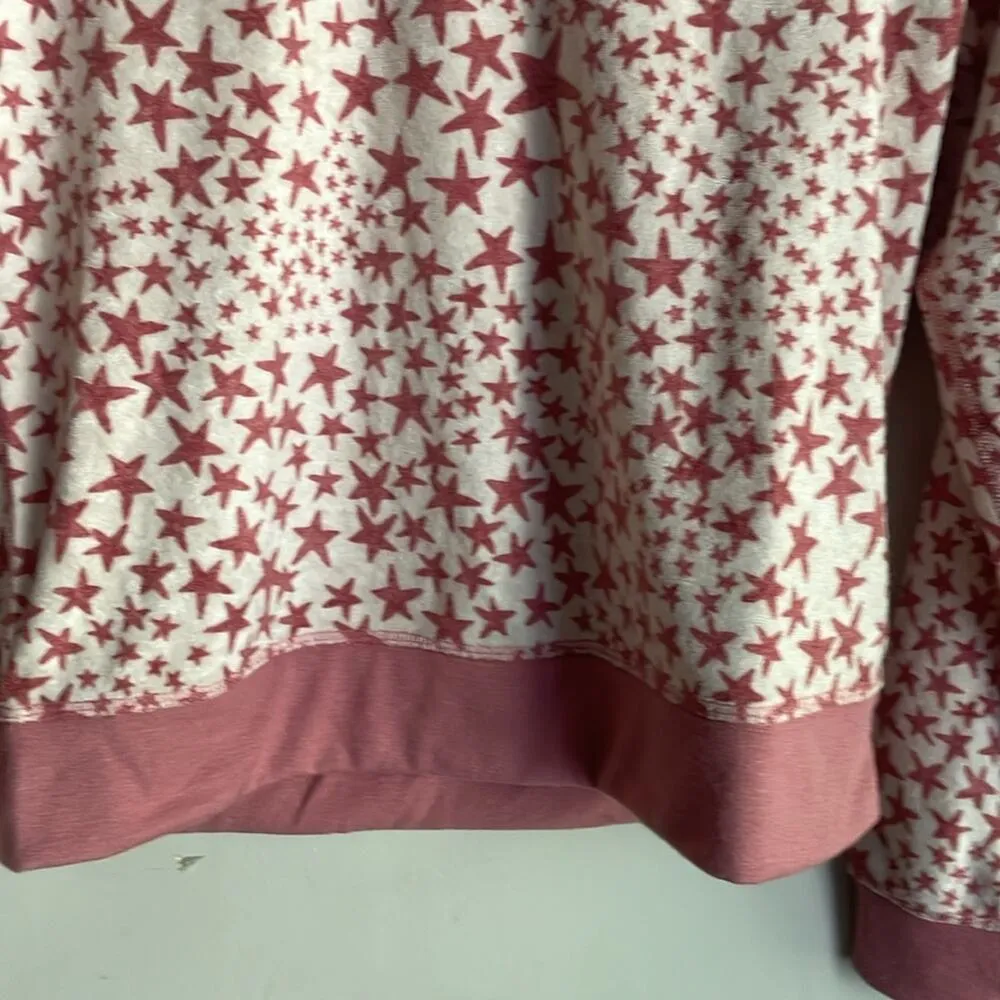 L SPACE Hayes Star Print Stars Align Pink & Cream Crewneck Pullover Sweatshirt - Image 6