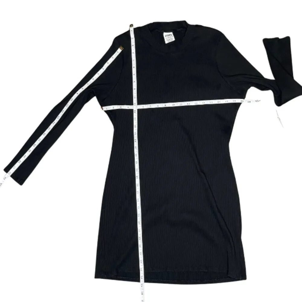 PINK Victoria's Secret Black Lottie Rib Knit Mini Dress Long Sleeve XXL - Image 5