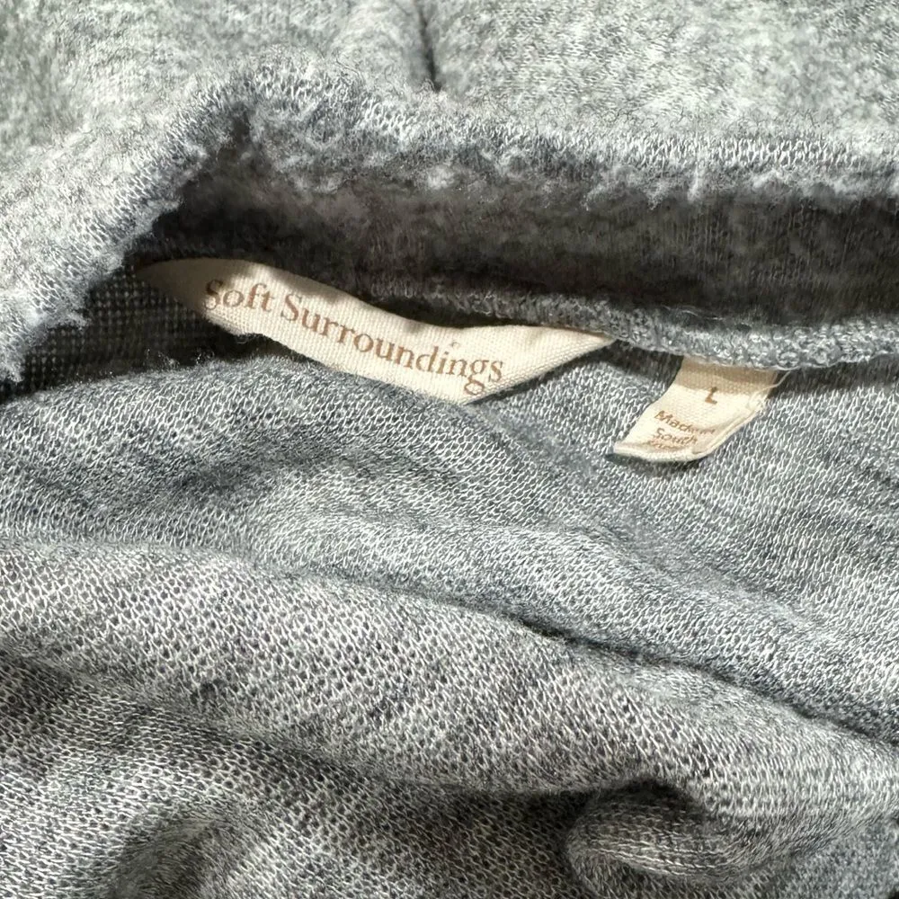 Soft Surroundings Grey White Fuzzy Polka Dot Sweater Women’s Large - Image 3