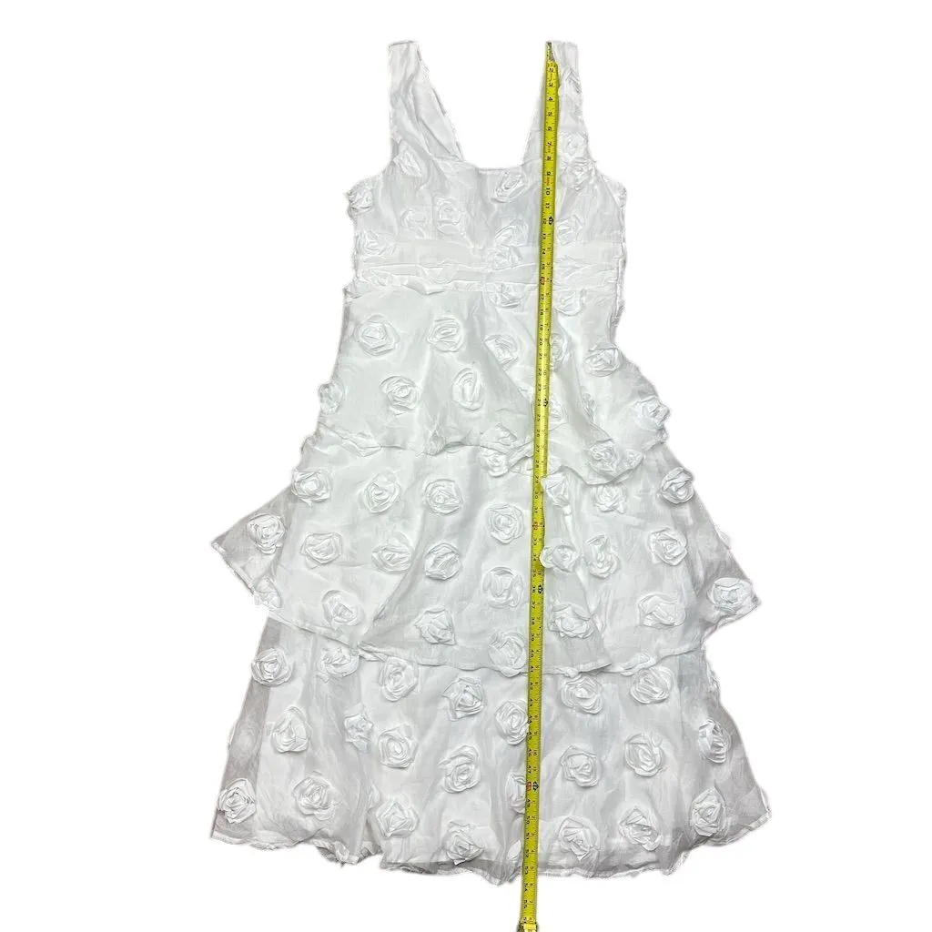 NWT Lulus Exceptional Entrance White Sleeveless Tiered Rosette Midi Dress XL - Image 6