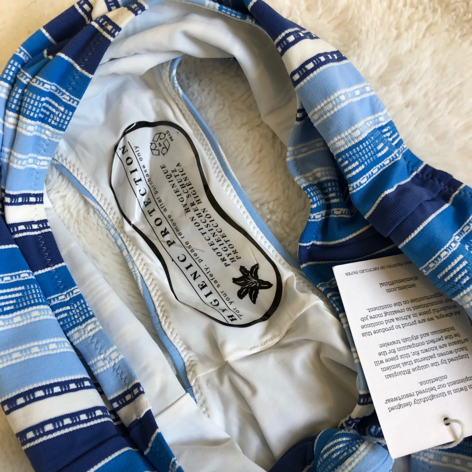 Lemlem Women's Eshael High Waist Swim Bottoms Blue Stripe Size Small NWT - Image 8