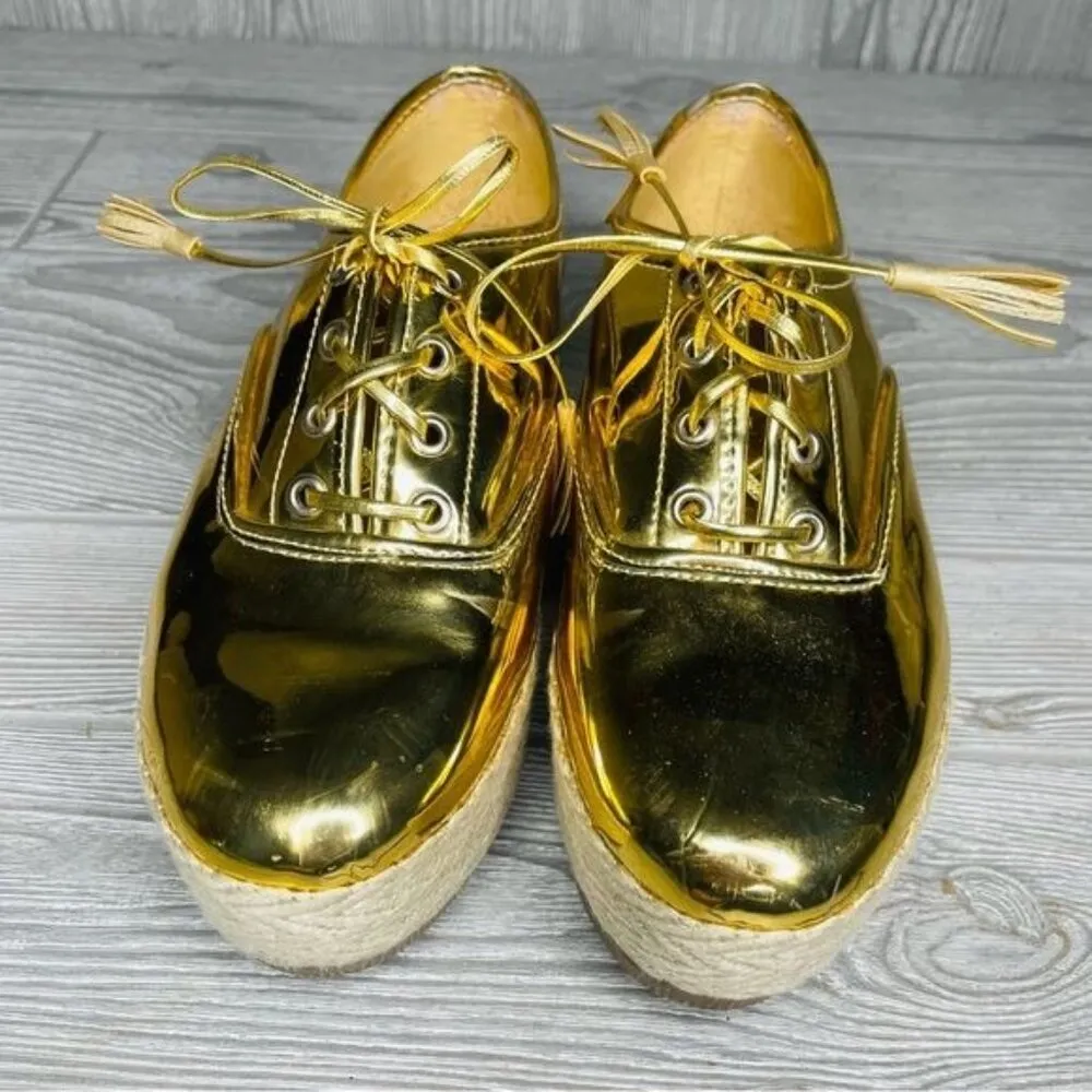 Vintage Cinthya cobos gold mirrored reflective platform shoes sneakers 36 / 5.5 - Image 3