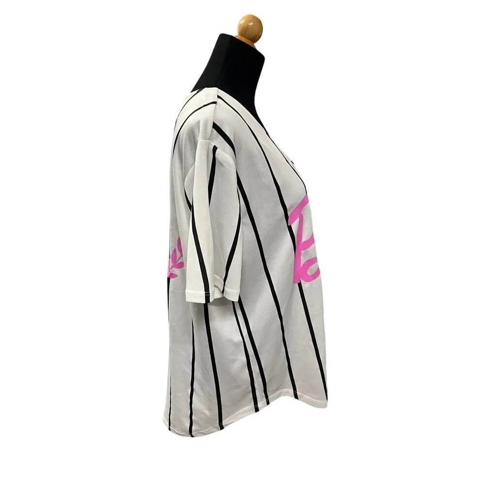 Barbie Mattel Baseball Jersey Womens Bloke Y2K Movie Cartoon Preppy Medium - Image 4