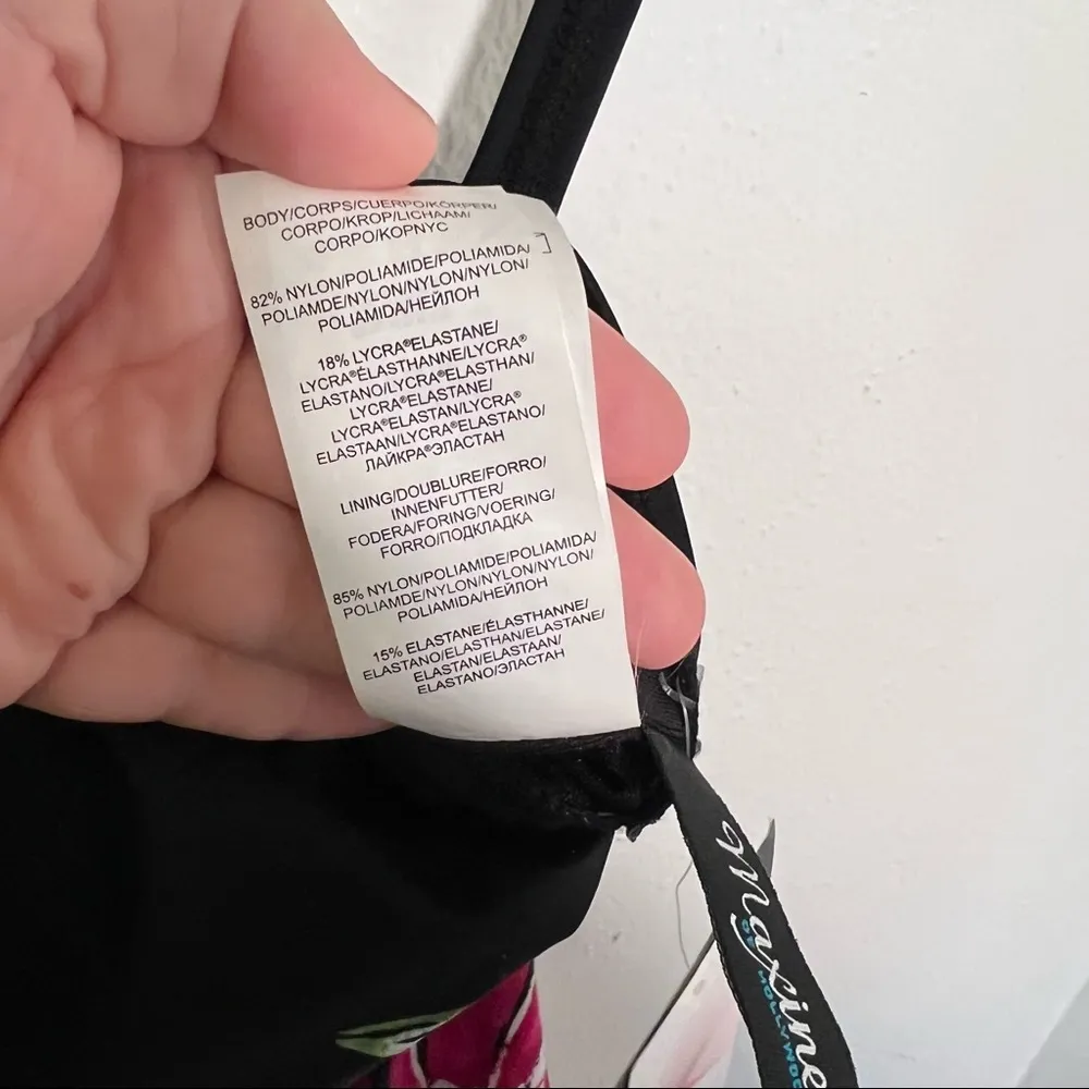 Maxine of Hollywood Tankini Top Black Pink Floral - Image 8