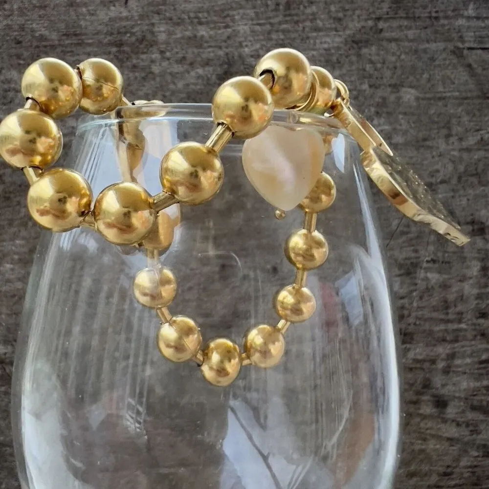 24k Gold Plated mother of pearl Bracelet Heart stainless steel womens jewelry - Image 9