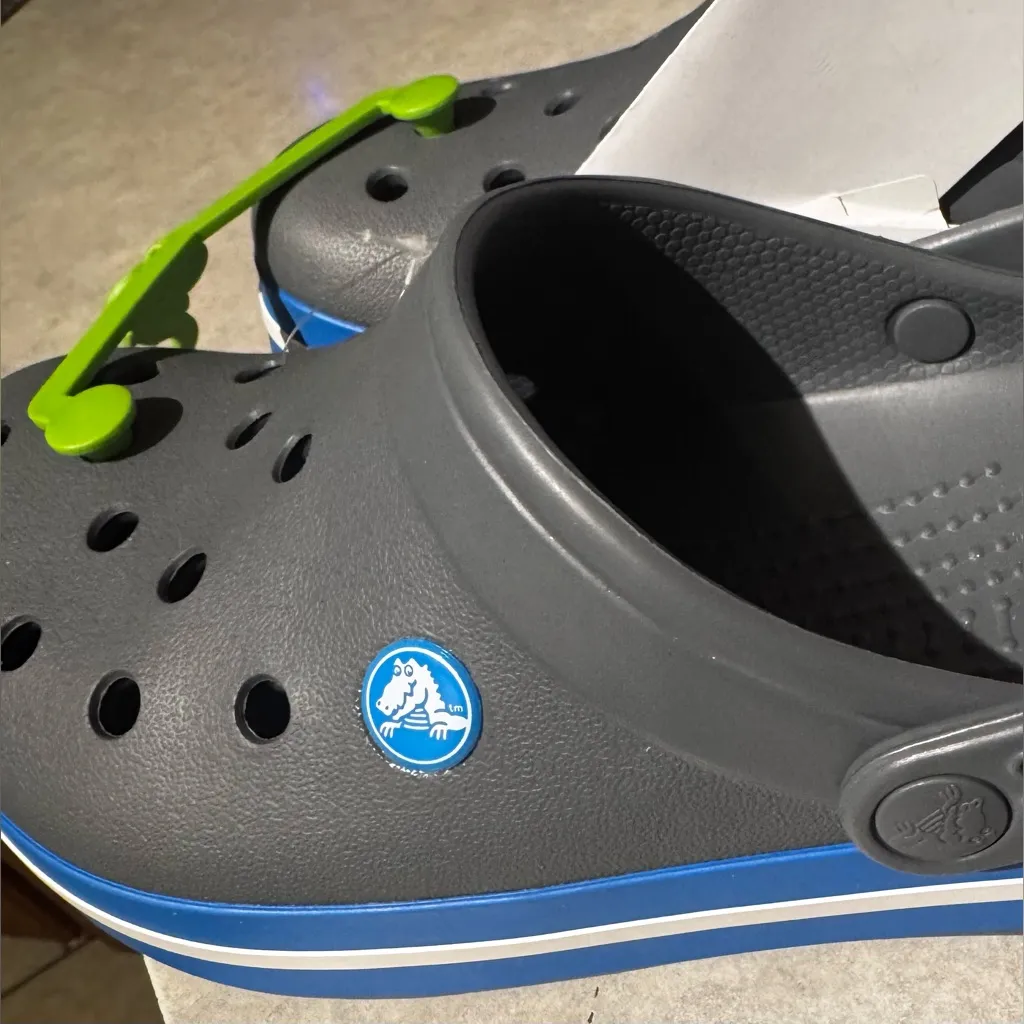 Crocs Crocband Clog Men 6 Women 8 Unisex Charcoal/Ocean Blue Gray NEW - Image 3