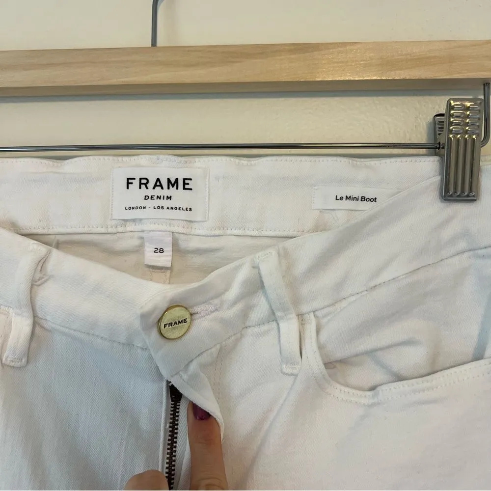 FRAME Le Mini Boot Jeans in White Size 28 Full Length - Image 5