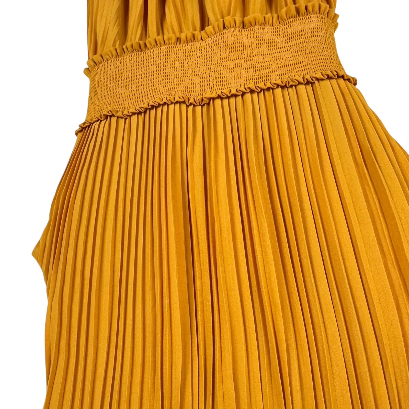 Nanette‎ Lepore Mustard Yellow Accordion Sleeveless Knee Length Dress Size 4 - Image 4