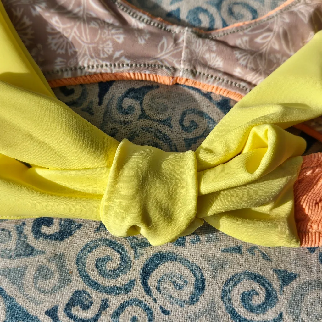 Free People Beach MISTY BAYSIDE CROP Neon Orange Floral Bikini Top Swimwear S - Image 10