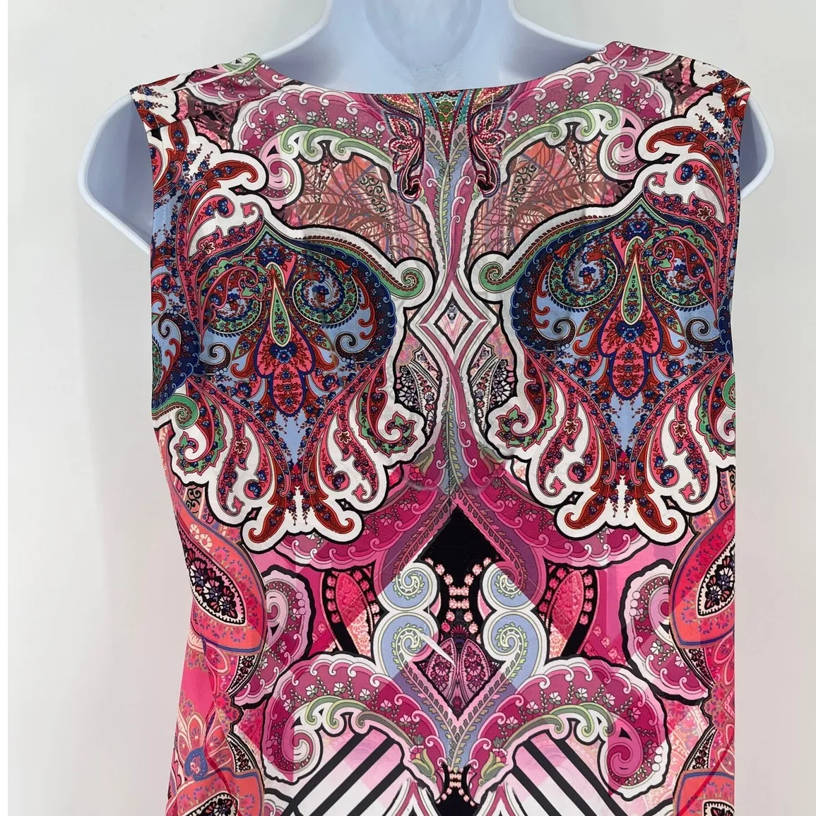 Unity World Y2K Babydoll Top Sz M Boho Fairy Grunge Tunic Pleated Sequin Paisley Pink Size M - Image 8