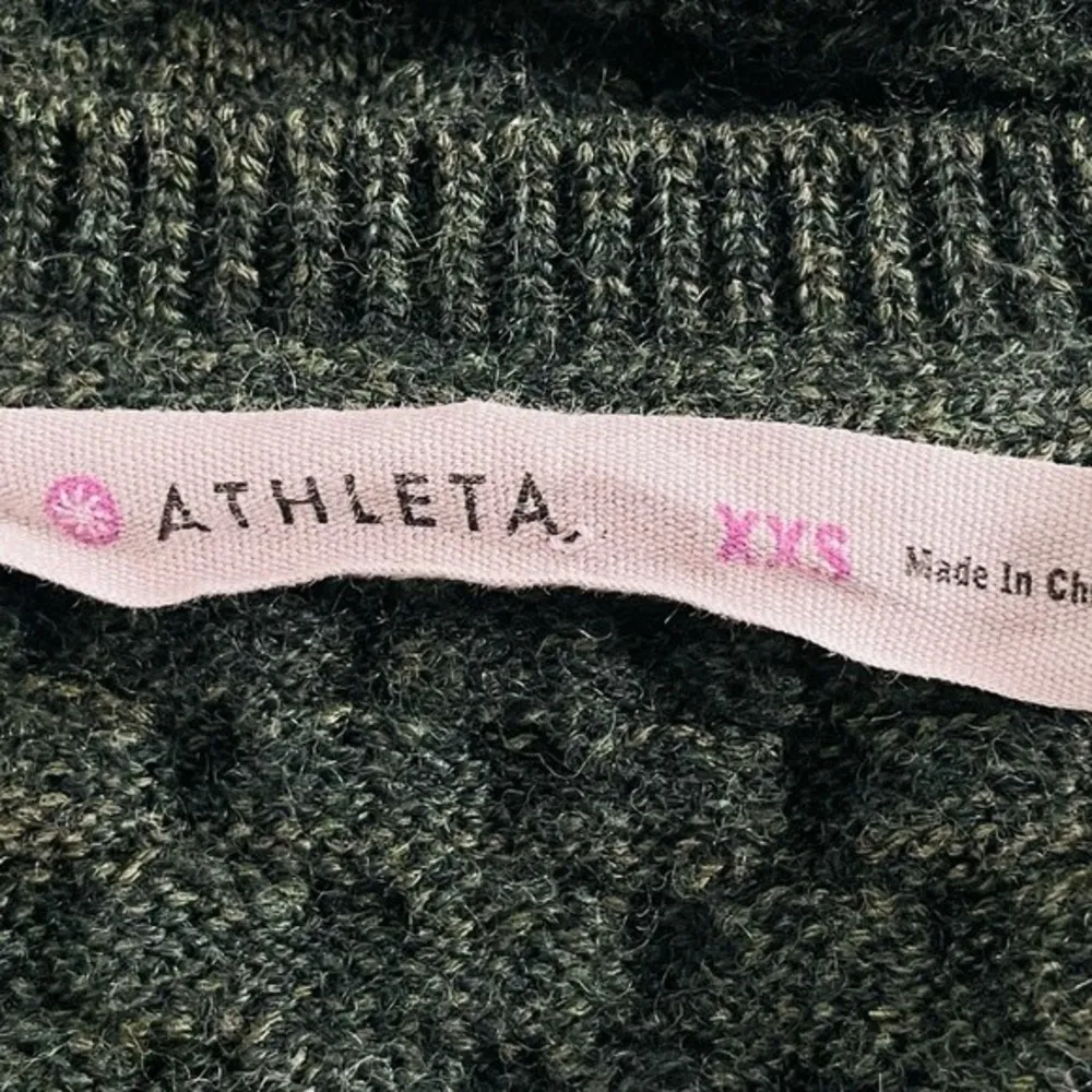 Athleta Wool Blend Layover Crew Sweater Olive Green Size XXS - Image 8