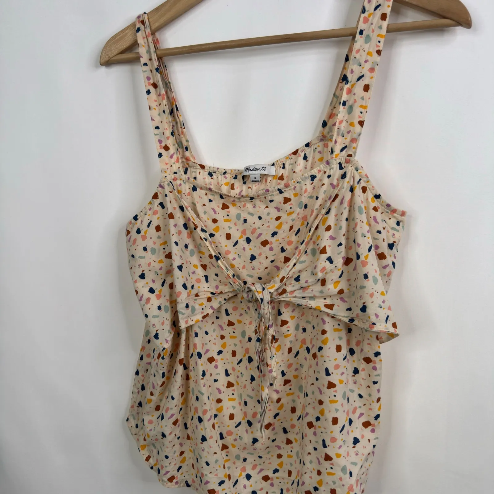 Madewell Tie-Front Cami Top in Terrazzo Size 8 - Image 4
