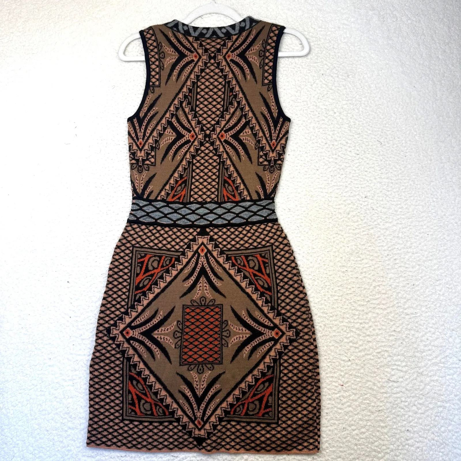 Kerisma Sweater Dress Womens Small Brown Tribal Geometric Bodycon Sleeveless - Image 2