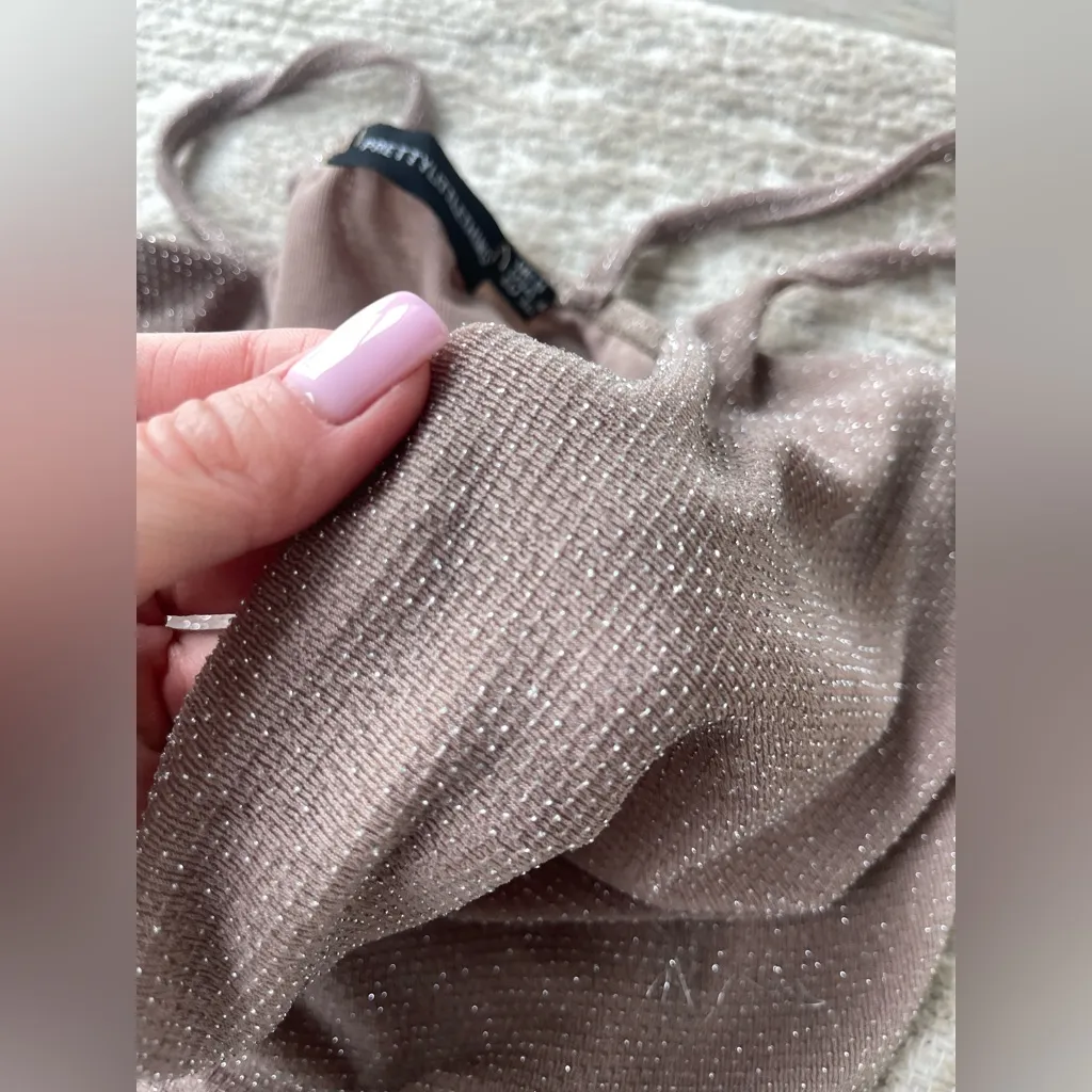 PLT COWL NECK BODYSUIT IN NUDE SILVER COLOR US4 - Image 10