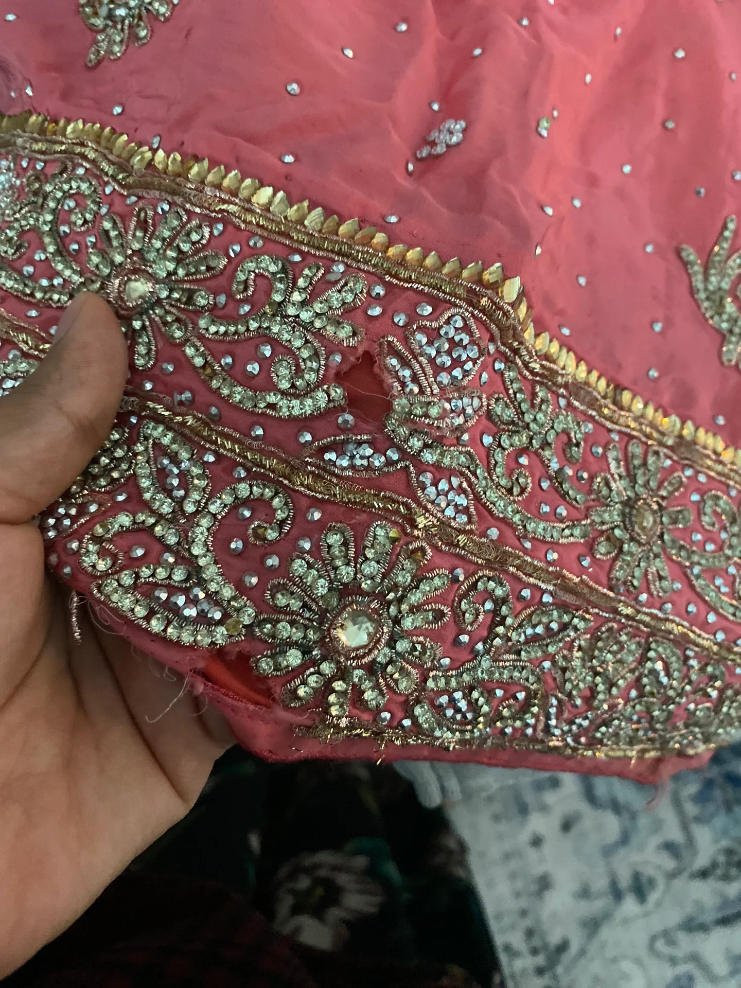 Pakistani indian heavy wedding full set dress /sari Pink - Image 11