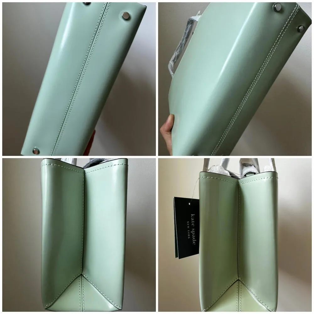 Kate Spade Sam Icon Small Spazzolato Leather Tote Crossbody Bag Pistachio Cream - Image 6