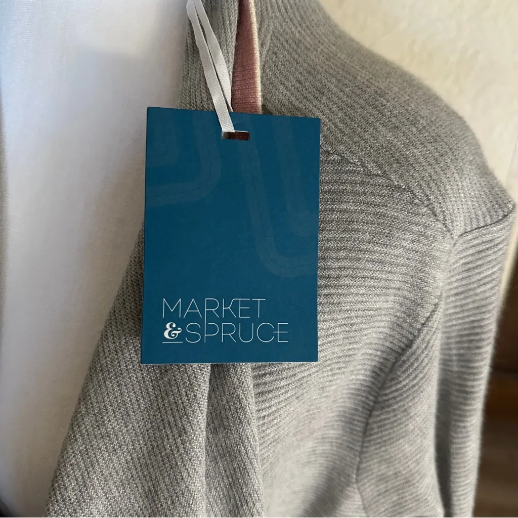 Market & Spruce Medium Celesta Color Block Stripe Waterfall Cardigan Open - Image 5