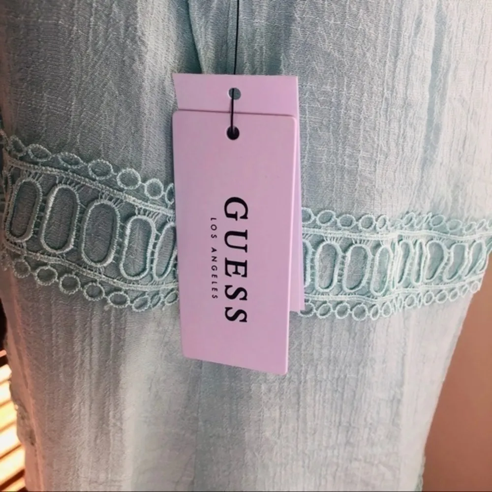 New Guess Off Shoulder Karena Fair Aqua Dress - Image 5