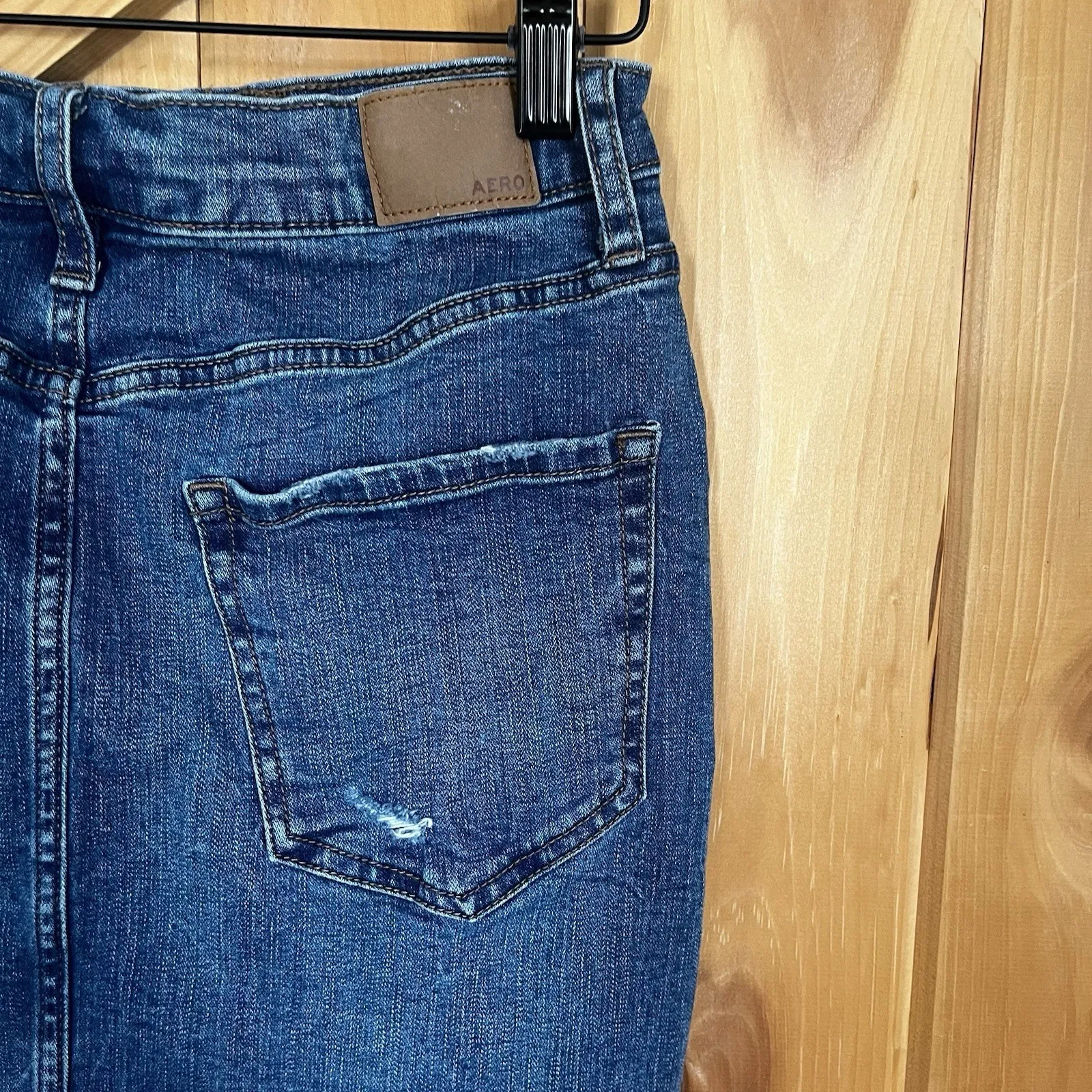 Aeropostale Woman's High‎ Rise Mini Denim Skirt Size 2 Frayed Hem 5 Pockets - Image 8