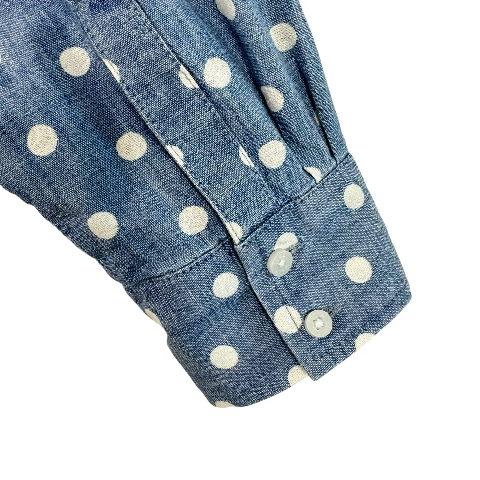Tommy‎ Hilfiger Blue White Polka Dot Button Up Medium - Image 4