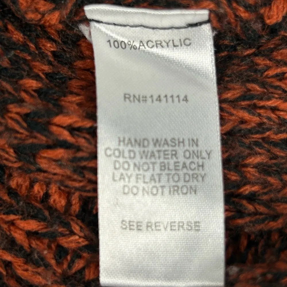 Zaria Women's Pullover Sweater M Orange Rust Crew Neck Long Sleeve Knit Black Size M - Image 4