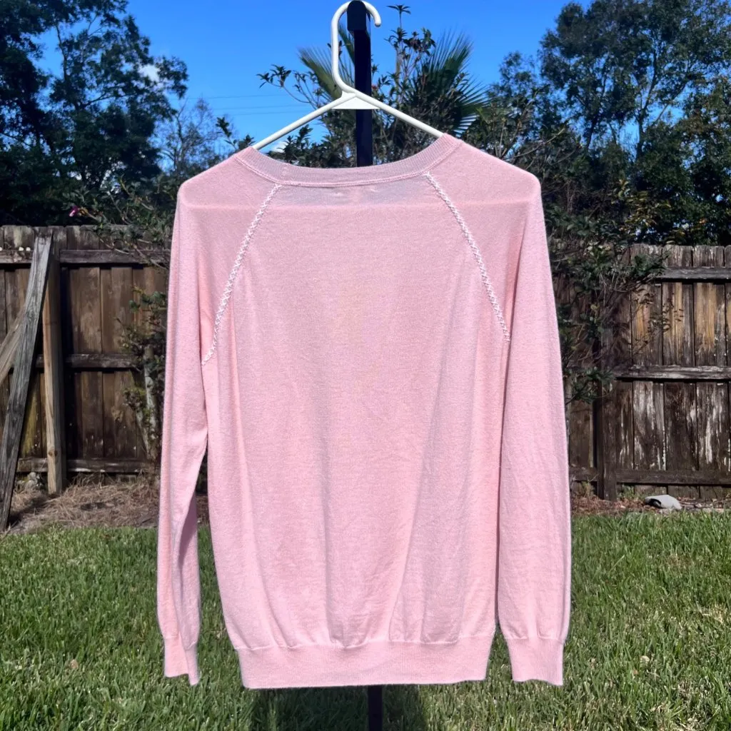 Joie Pink Whipstitch Viscose Wool Blend Sweater Size S - Image 2