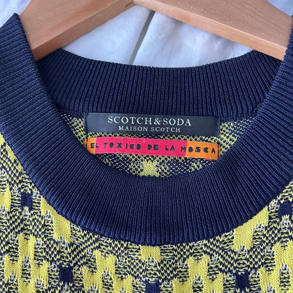 Scotch & Soda Maison Scotch Yellow &Blue Geometric Print Wide Sleeve Tank Top XS - Image 2