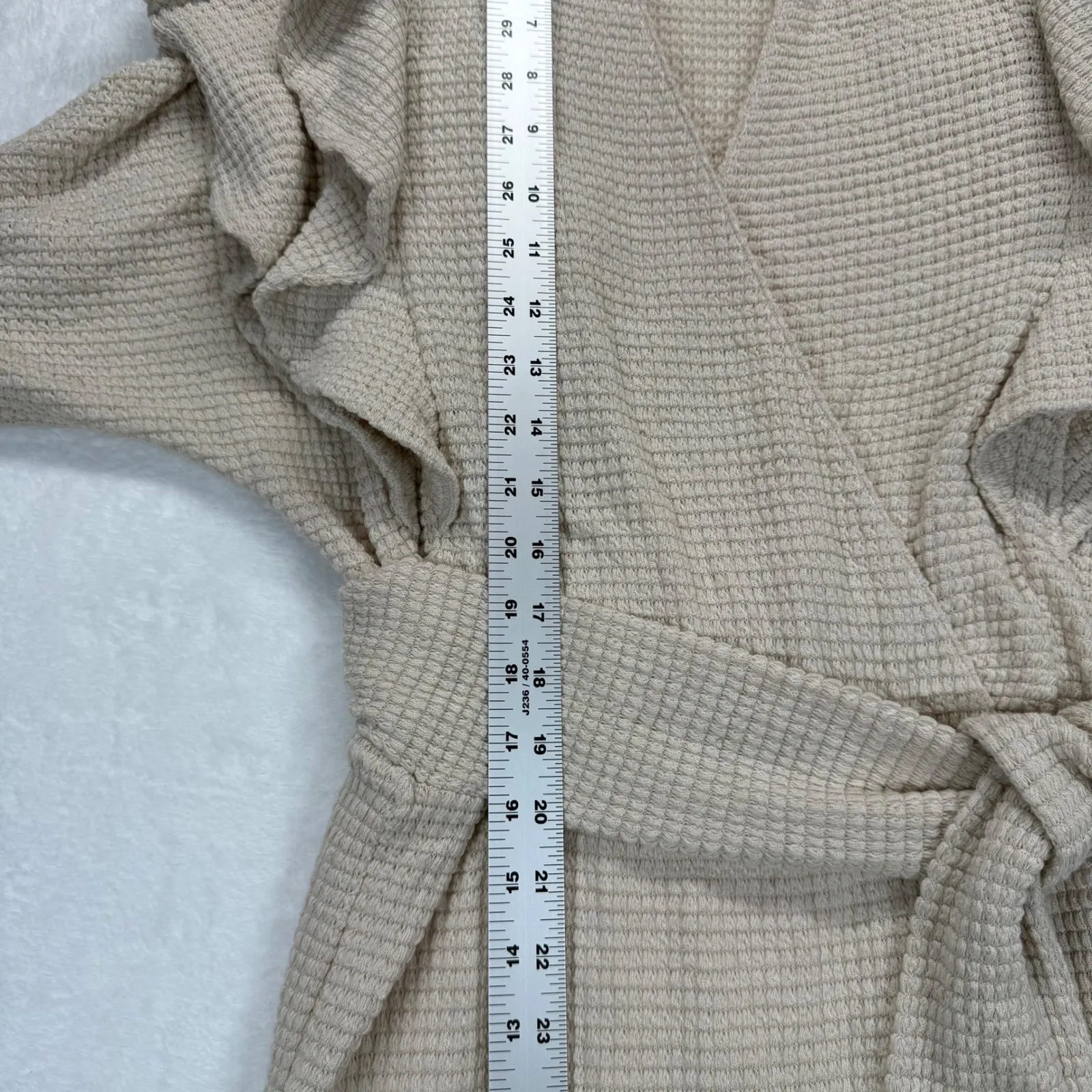 SAYLOR Waffle Knit faux wrap Mini Dress Ruffle Trim Long Sleeve Wrap Dress Sz‎ S - Image 3