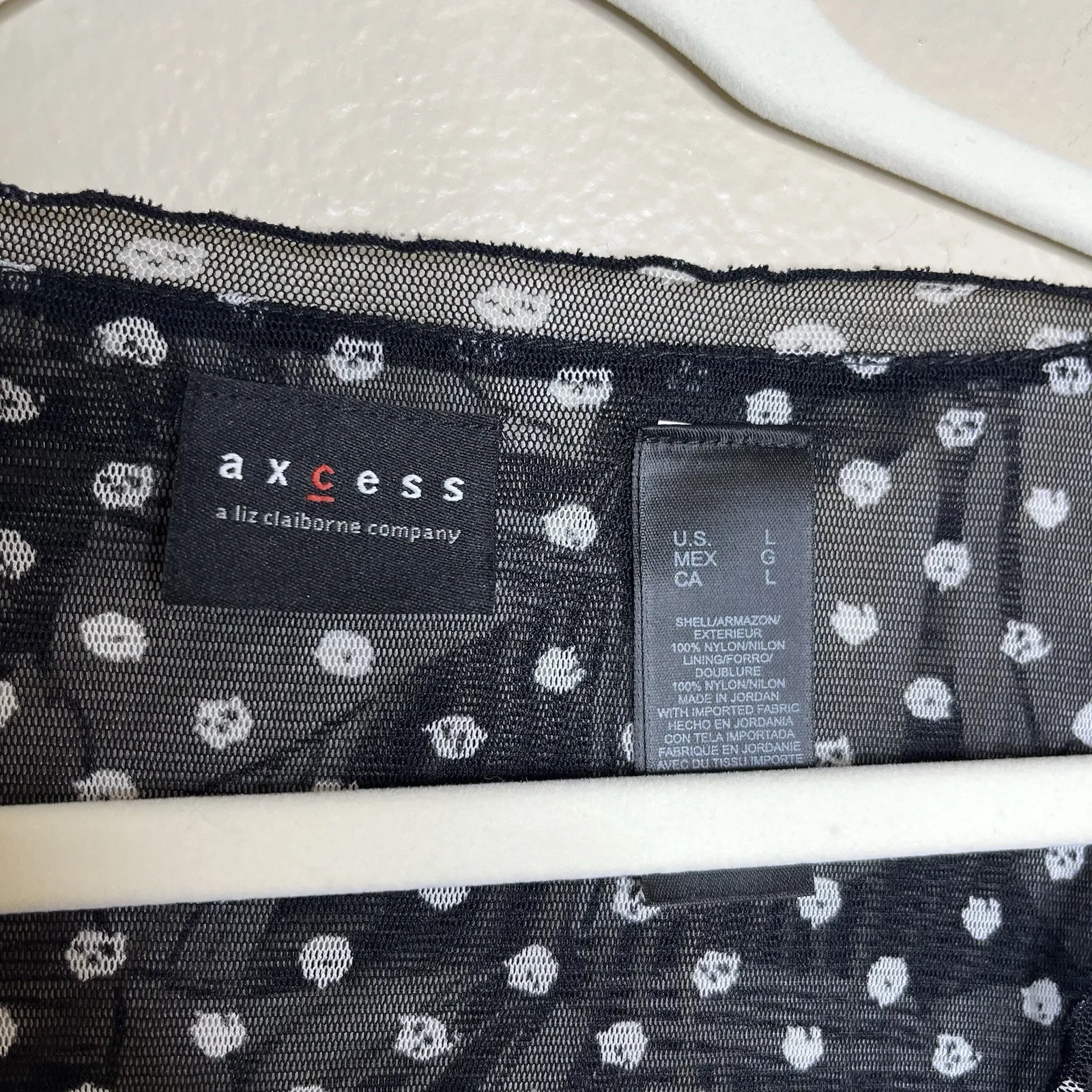 y2k babydoll top Mesh Sheer Abstract Polkadot Whimsigoth Twee Grunge L Goth Fest Black Size L - Image 3