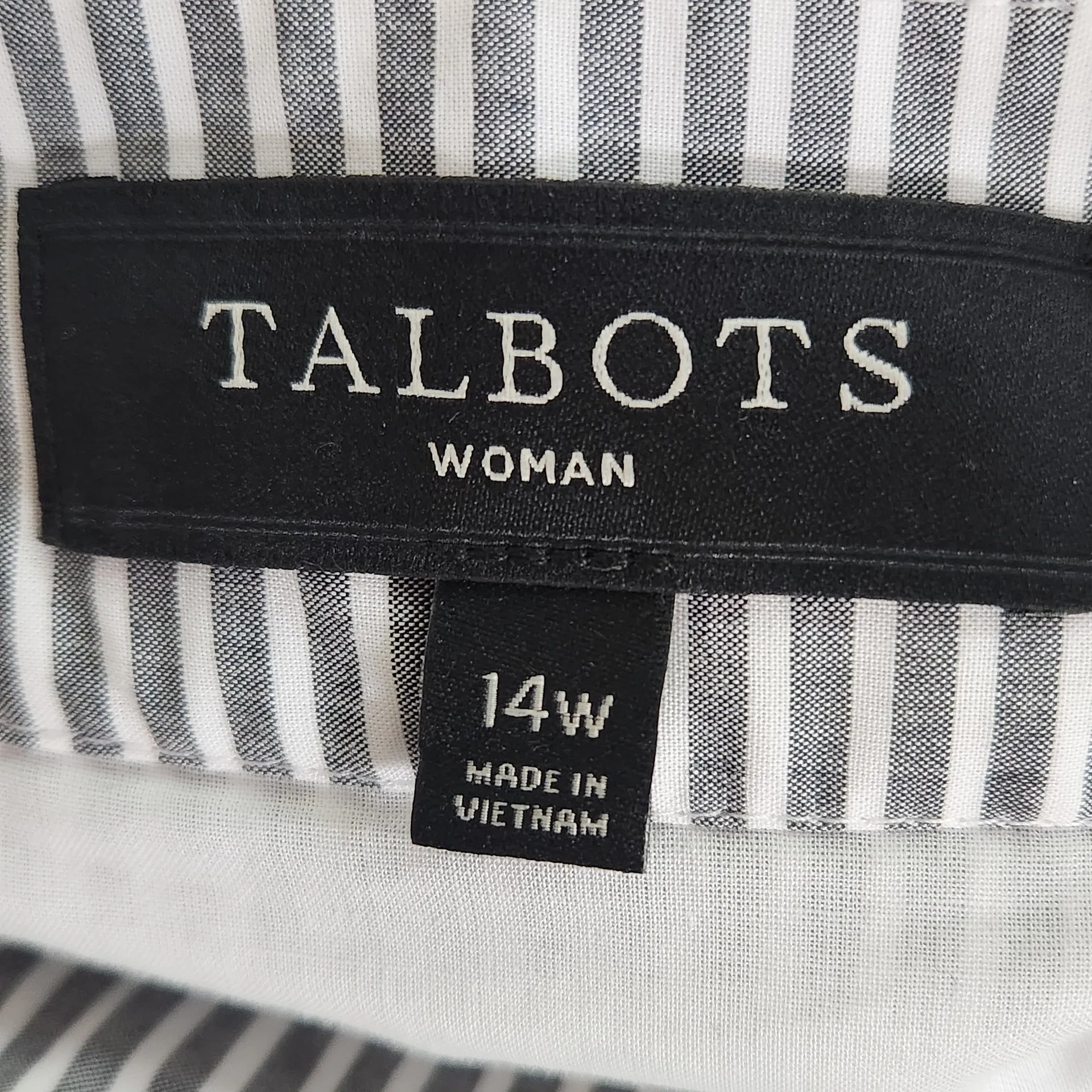 Talbots Black Embroidered Full Skirt Size 14W Black Striped Cotton Skirt - Image 6