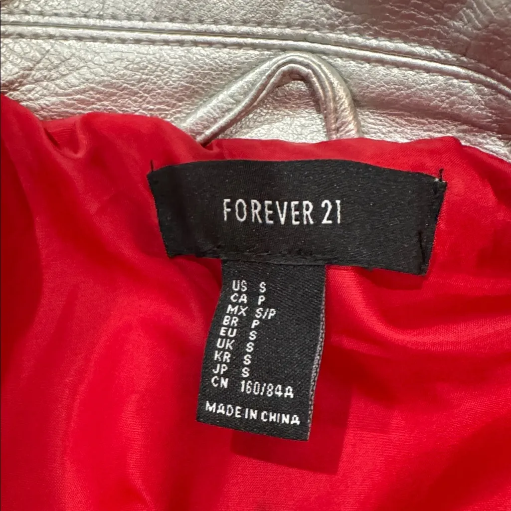 Forever 21 Silver Metallic Faux Leather Jacket - Image 12