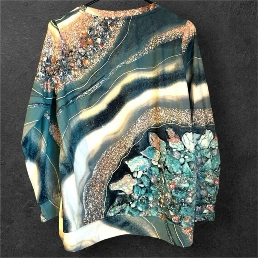 Exclusive Women's Green Earthy Long Sleeve Crew Neck Pullover Sweater sz S - Image 3