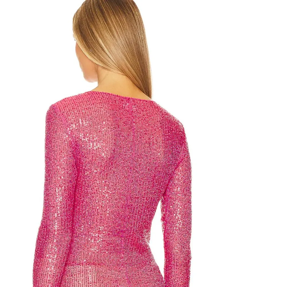 NWT Free People x Intimately FP Gold Rush Long Sleeve In Hot Pink Combo - Image 5