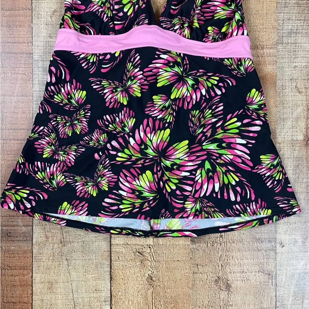 Joe Boxer Large Y2K Tankini Top Butterfly Swim Black Pink Spring Summer Boho - Image 3