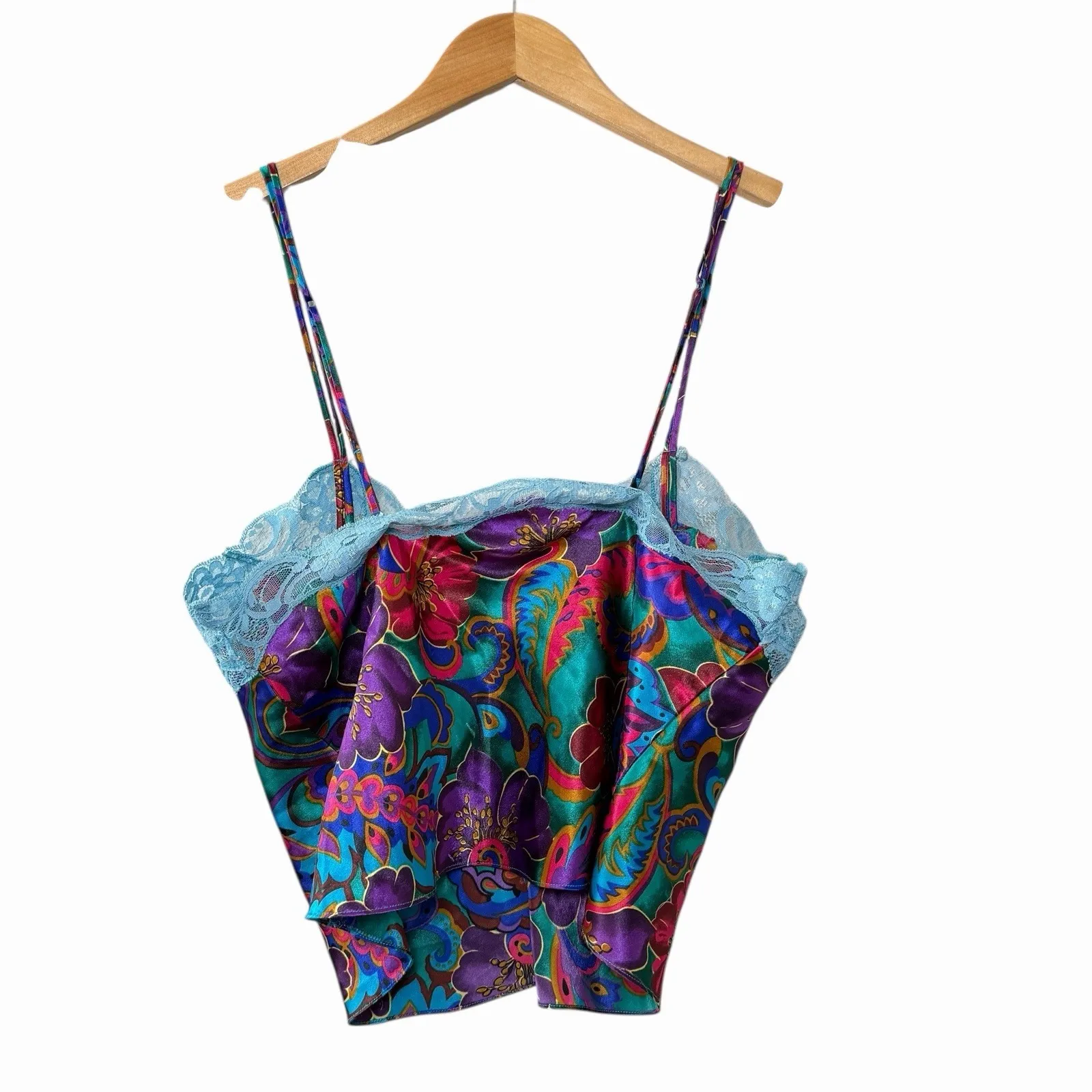 Y2K Victoria's Secret Womens Gold Label Floral Satin Cami Tank S Coquette Fairy - Image 5