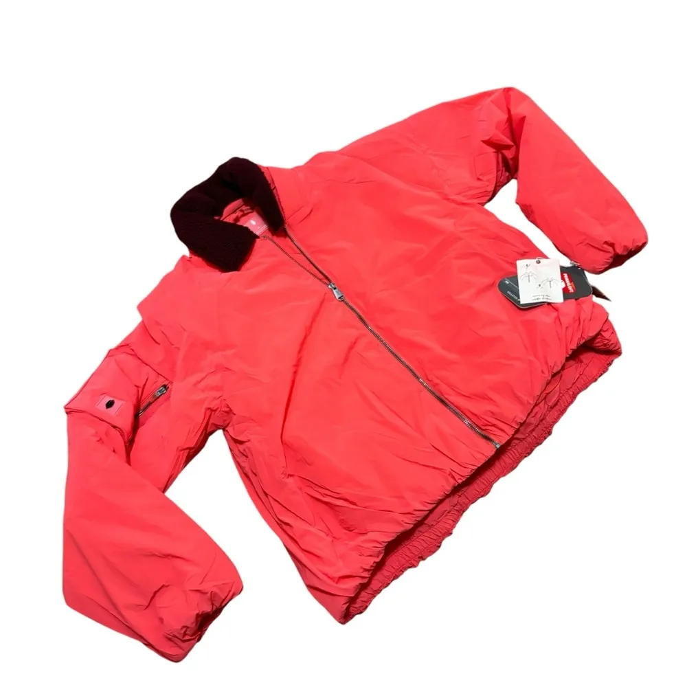 NWT New Free People Outpost Bomber Cherry Tomato Combo Jacket Size M - Image 3