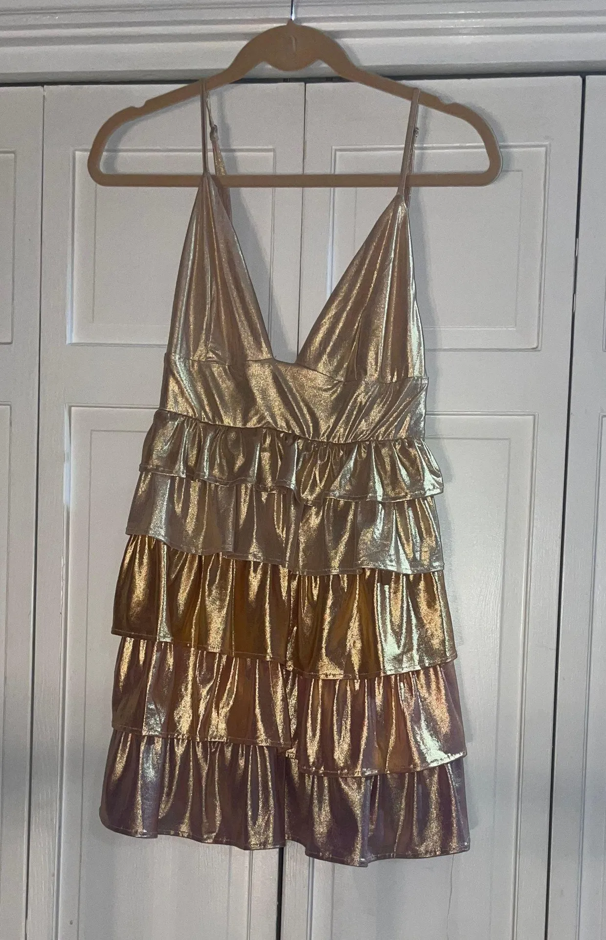 Storia Metallic/Gold Ruffle Dress - Image 2