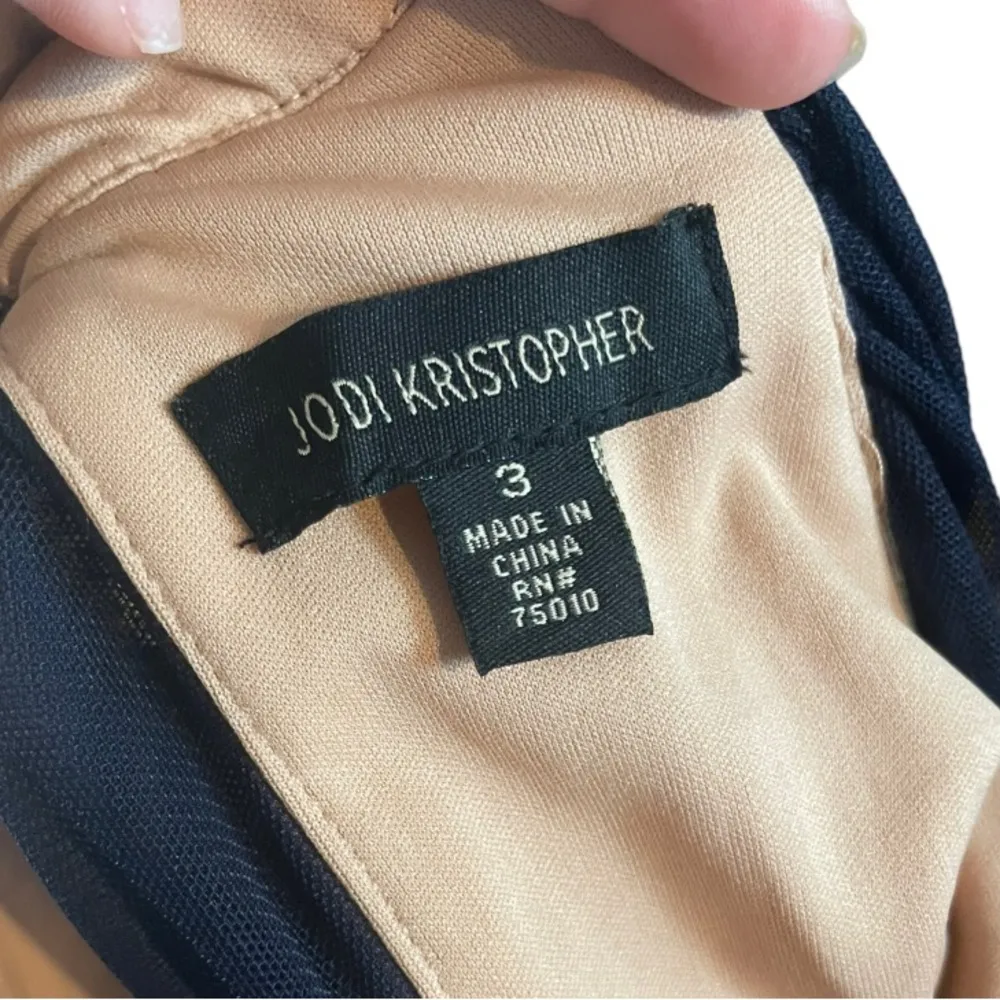 Jodi Kristopher Navy Tulle Jeweled Mini Dress Size 3 - Image 9